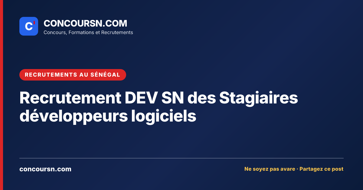Illustration de l’article : Recrutement DEV SN des Stagiaires développeurs logiciels