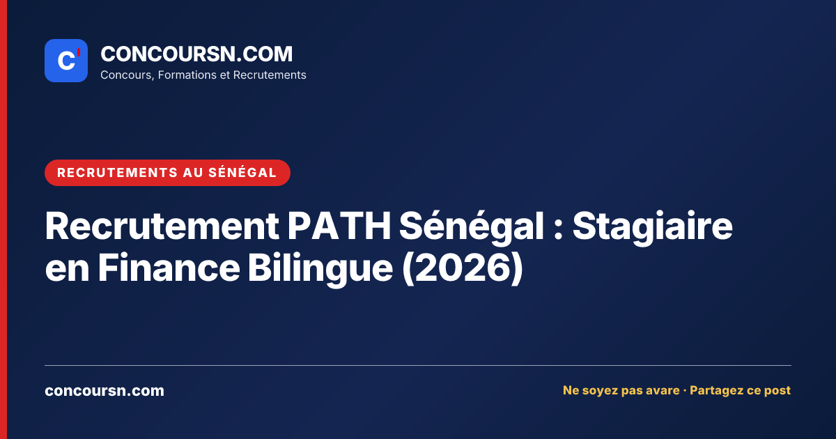 Illustration de l’article : Recrutement PATH Sénégal : Stagiaire en Finance Bilingue (2026)
