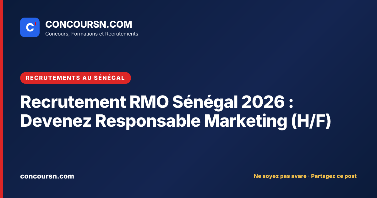 Illustration de l’article : Recrutement RMO Sénégal 2026 : Devenez Responsable Marketing (H/F)
