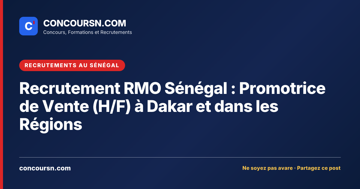 Illustration de l’article : Recrutement RMO Sénégal : Promotrice de Vente (H/F) à Dakar et dans les Régions