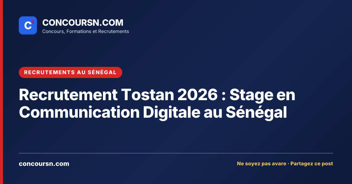 Illustration de l’article : Recrutement Tostan 2026 : Stage en Communication Digitale au Sénégal