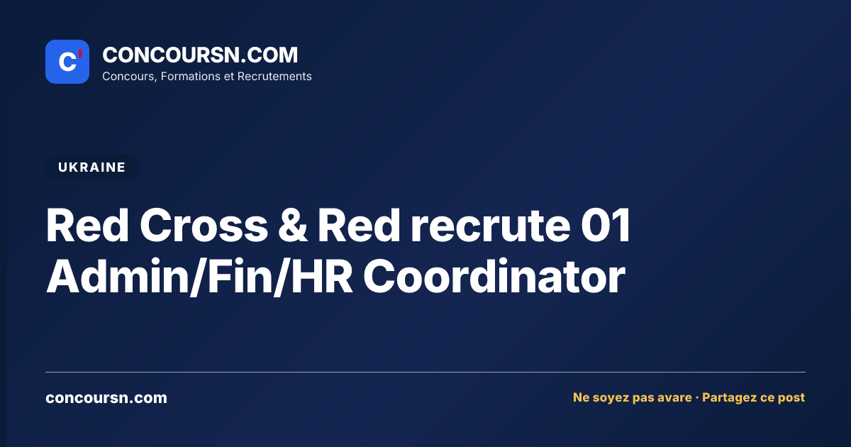 Illustration de l’article : Red Cross & Red recrute 01 Admin/Fin/HR Coordinator