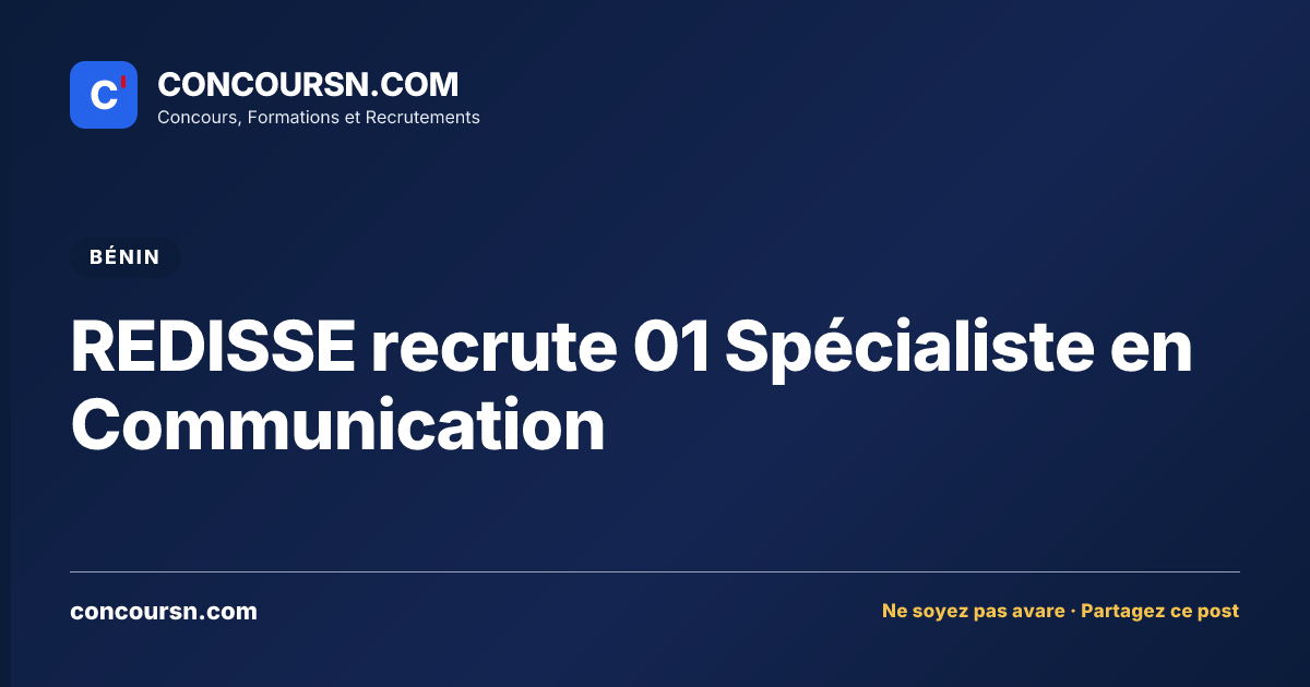Illustration de l’article : REDISSE recrute 01 Spécialiste en Communication