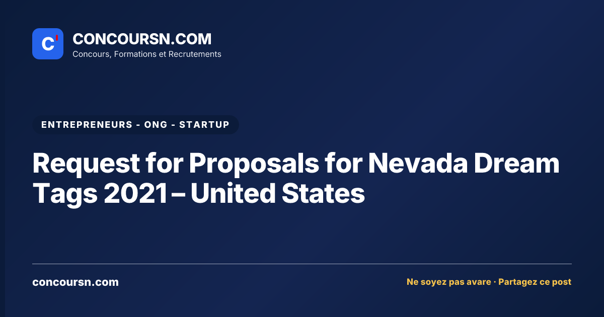 Illustration de l’article : Request for Proposals for Nevada Dream Tags 2021 – United States