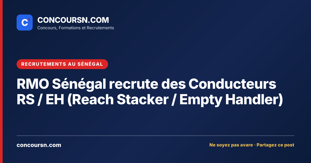 Illustration de l’article : RMO Sénégal recrute des Conducteurs RS / EH (Reach Stacker / Empty Handler)