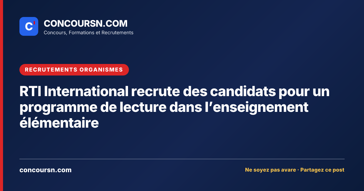 Illustration de l’article : RTI International recrute des candidats pour un programme de lecture dans l’enseignement élémentaire