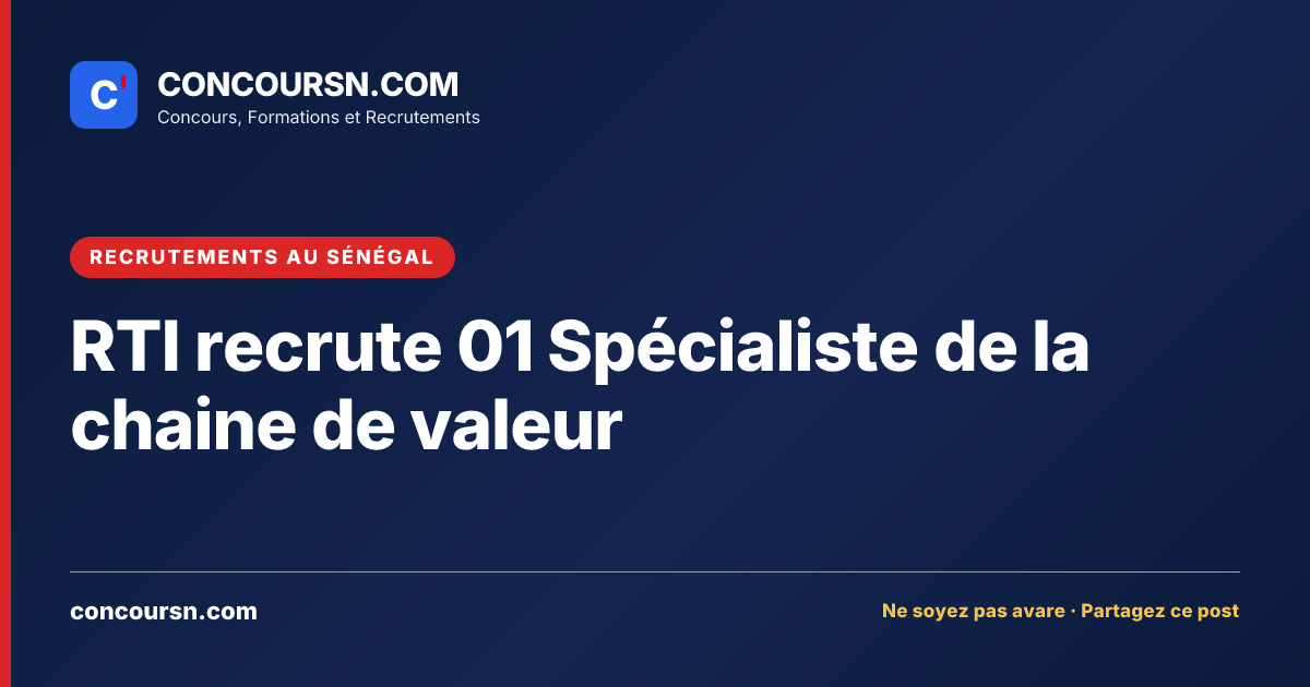 Illustration de l’article : RTI recrute 01 Spécialiste de la chaine de valeur