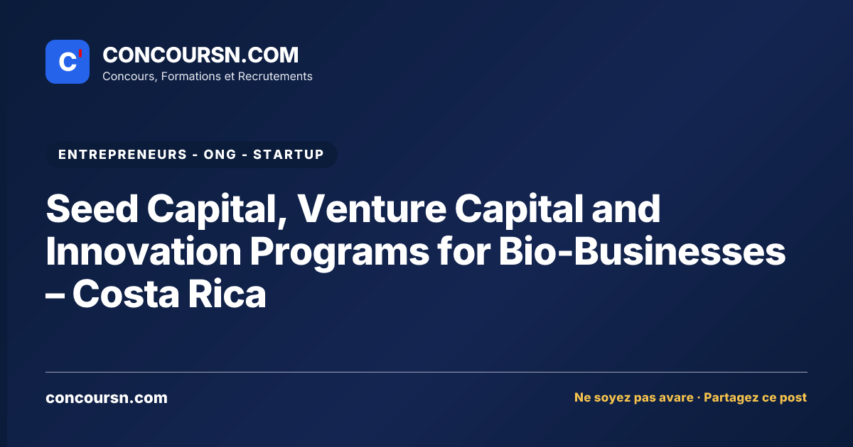 Illustration de l’article : Seed Capital, Venture Capital and Innovation Programs for Bio-Businesses – Costa Rica