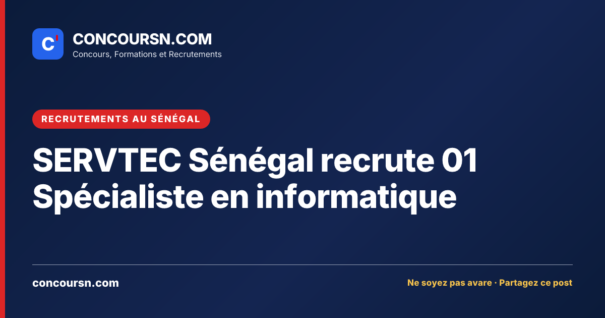 Illustration de l’article : SERVTEC Sénégal recrute 01 Spécialiste en informatique