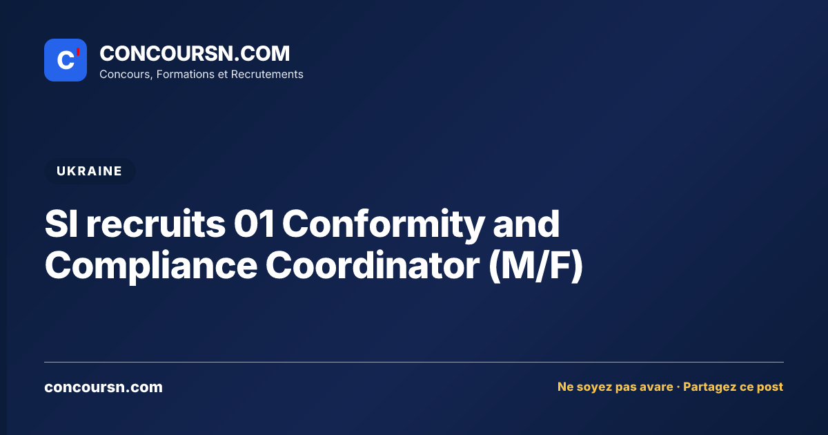 Illustration de l’article : SI recruits 01 Conformity and Compliance Coordinator (M/F)