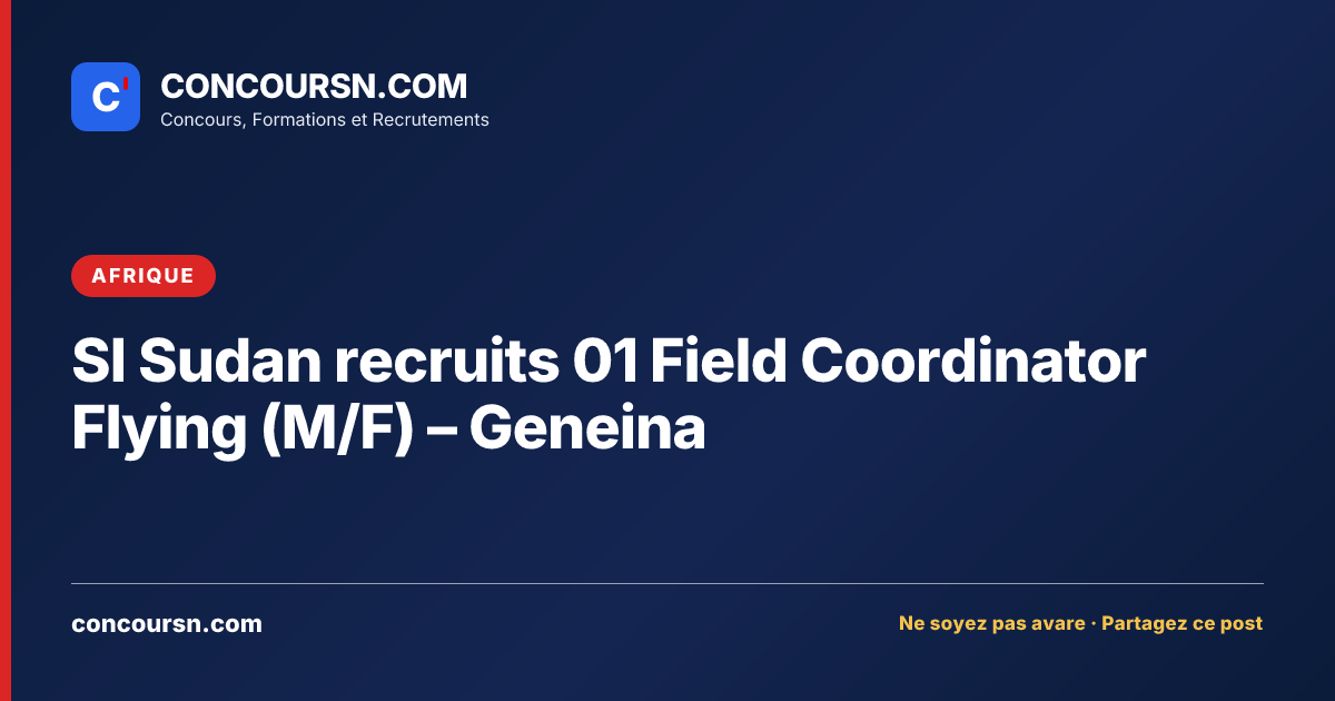 Illustration de l’article : SI Sudan recruits 01 Field Coordinator Flying (M/F) – Geneina