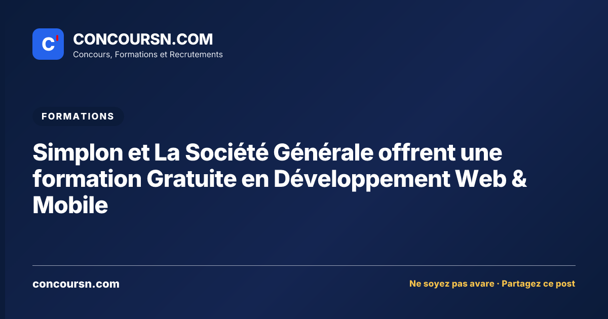 Illustration de l’article : Simplon et La Société Générale offrent une formation Gratuite en Développement Web & Mobile