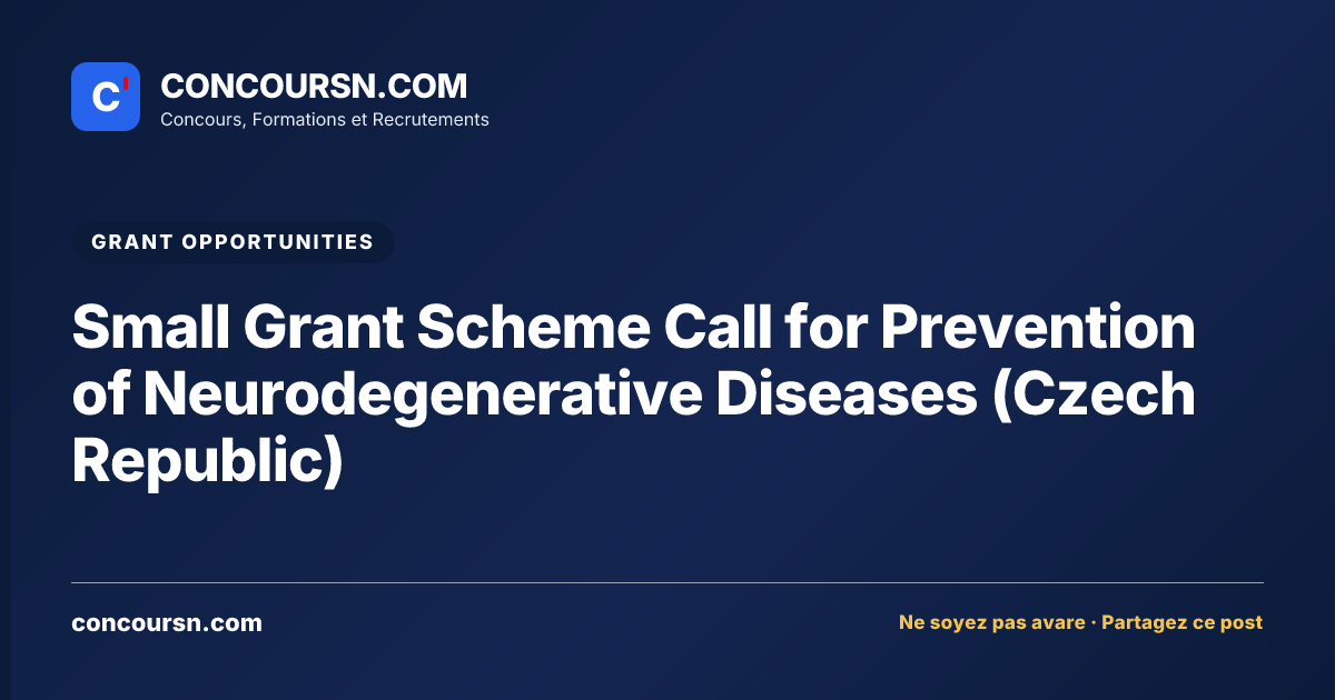 Illustration de l’article : Small Grant Scheme Call for Prevention of Neurodegenerative Diseases (Czech Republic)