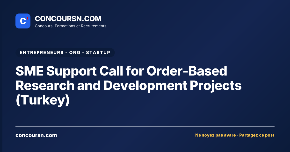 Illustration de l’article : SME Support Call for Order-Based Research and Development Projects (Turkey)
