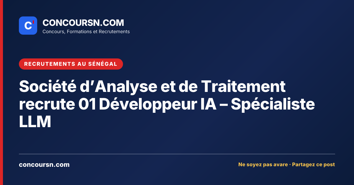 Illustration de l’article : Société d’Analyse et de Traitement recrute 01 Développeur IA – Spécialiste LLM