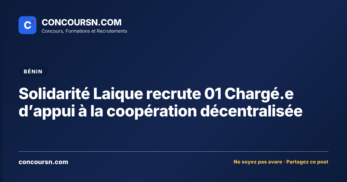 Illustration de l’article : Solidarité Laique recrute 01 Chargé.e d’appui à la coopération décentralisée