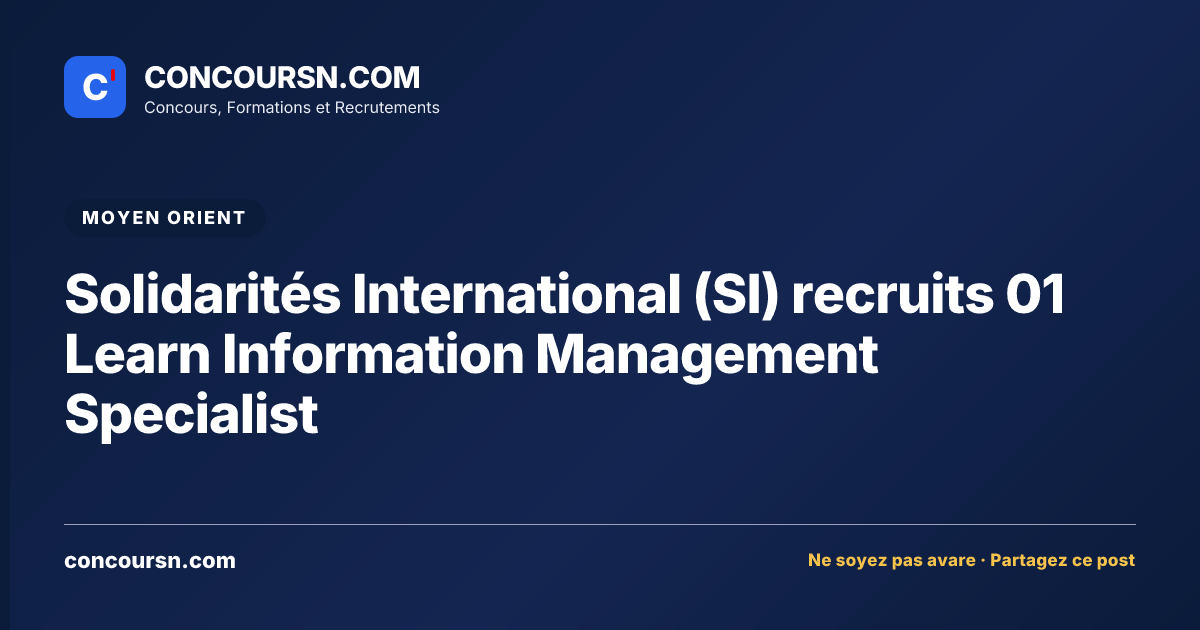 Illustration de l’article : Solidarités International (SI) recruits 01 Learn Information Management Specialist