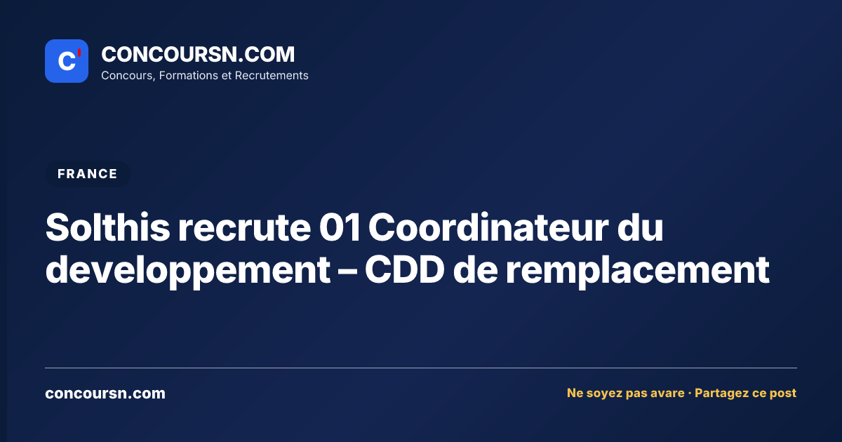 Illustration de l’article : Solthis recrute 01 Coordinateur du developpement – CDD de remplacement