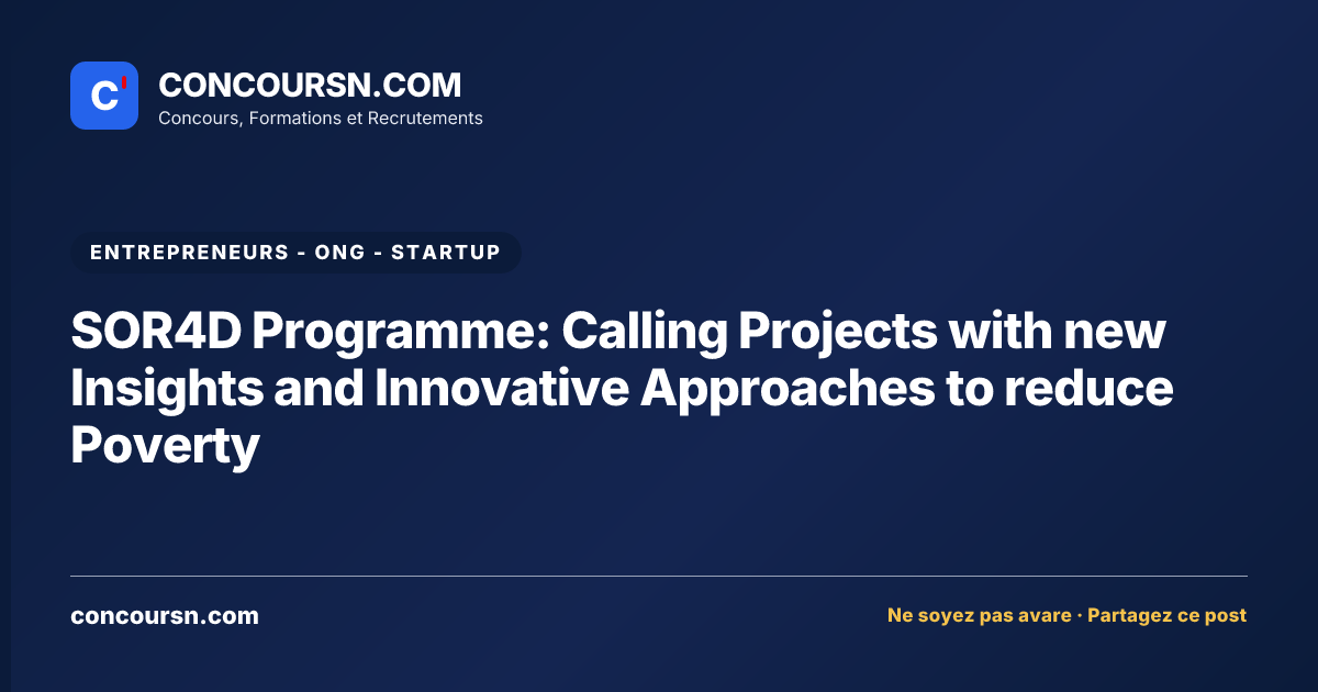 Illustration de l’article : SOR4D Programme: Calling Projects with new Insights and Innovative Approaches to reduce Poverty