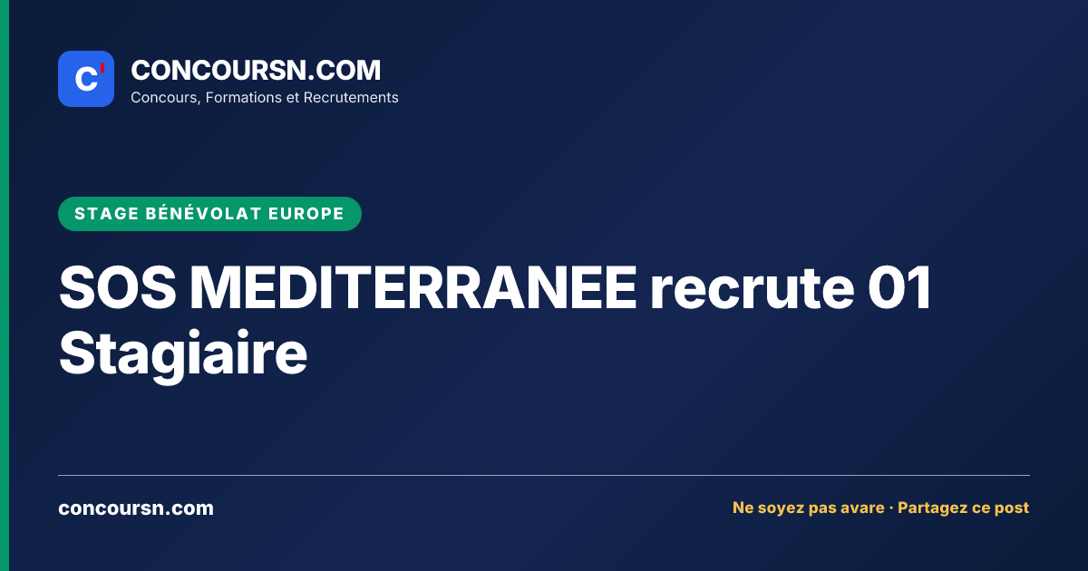 Illustration de l’article : SOS MEDITERRANEE recrute 01 Stagiaire