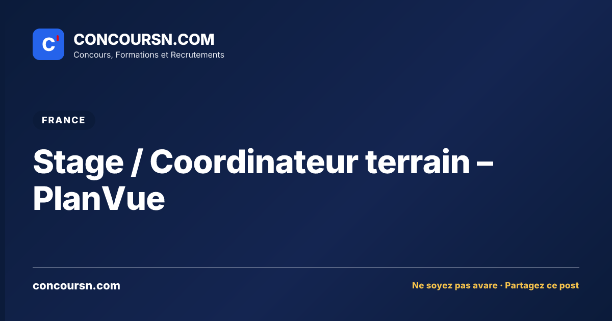 Illustration de l’article : Stage / Coordinateur terrain – PlanVue