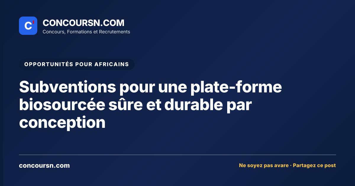 Illustration de l’article : Subventions pour une plate-forme biosourcée sûre et durable par conception