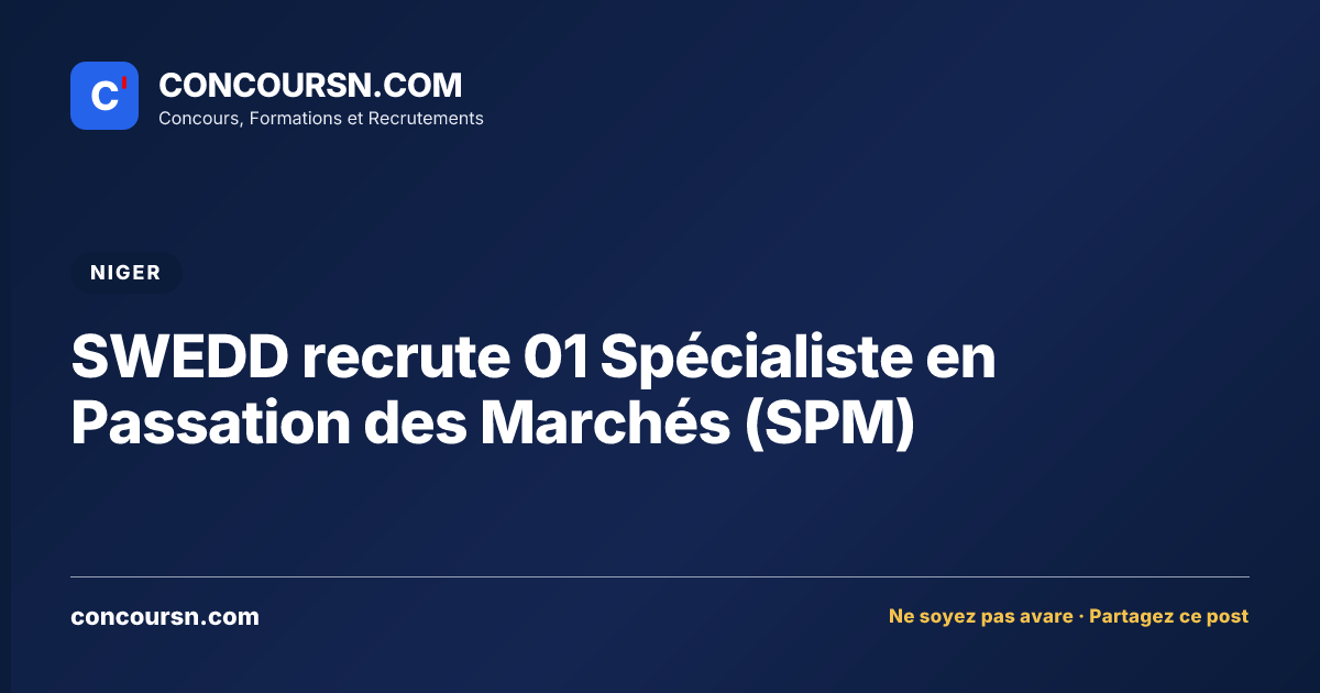 Illustration de l’article : SWEDD recrute 01 Spécialiste en Passation des Marchés (SPM)