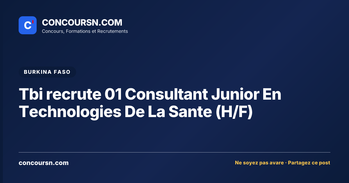 Illustration de l’article : Tbi recrute 01 Consultant Junior En Technologies De La Sante (H/F)