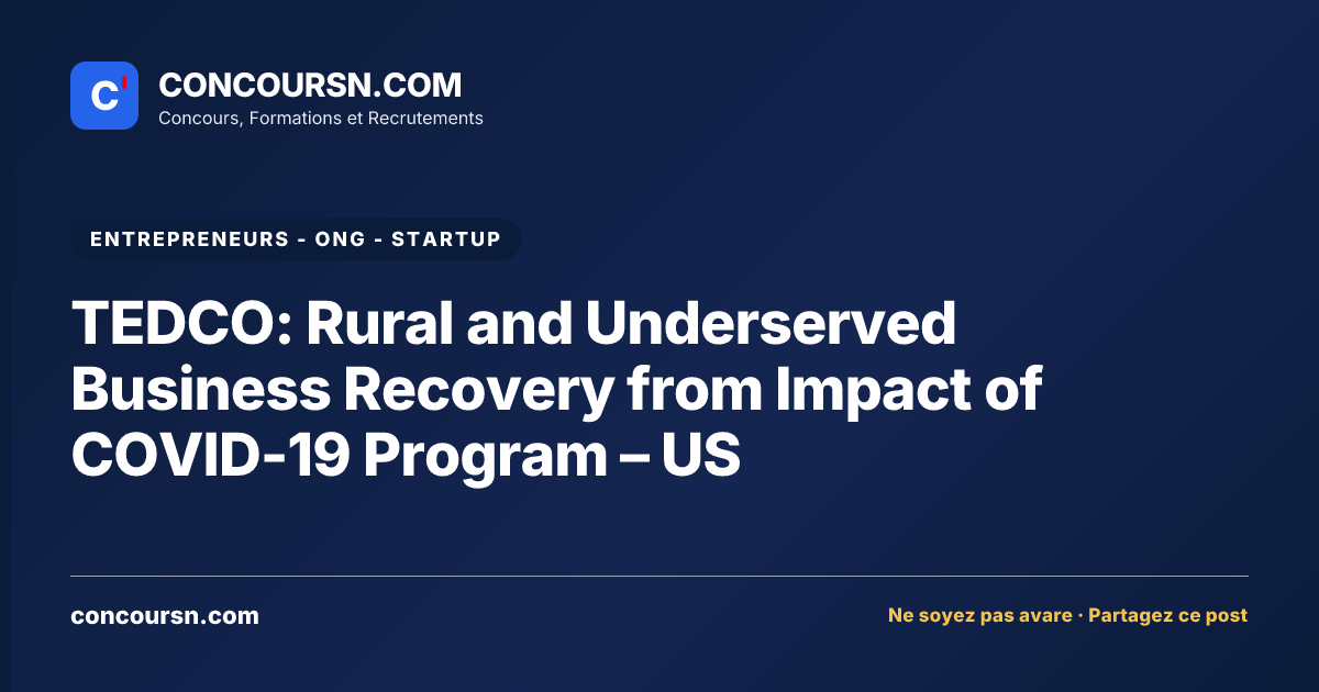 Illustration de l’article : TEDCO: Rural and Underserved Business Recovery from Impact of COVID-19 Program – US