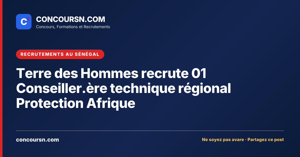 Illustration de l’article : Terre des Hommes recrute 01 Conseiller.ère technique régional Protection Afrique