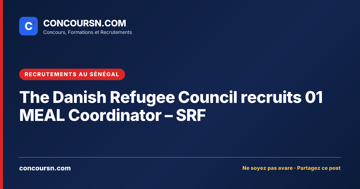 Illustration de l’article : The Danish Refugee Council recruits 01 MEAL Coordinator – SRF