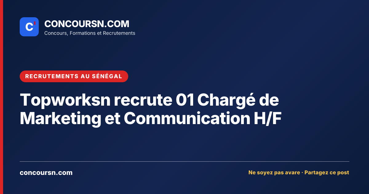 Illustration de l’article : Topworksn recrute 01 Chargé de Marketing et Communication H/F