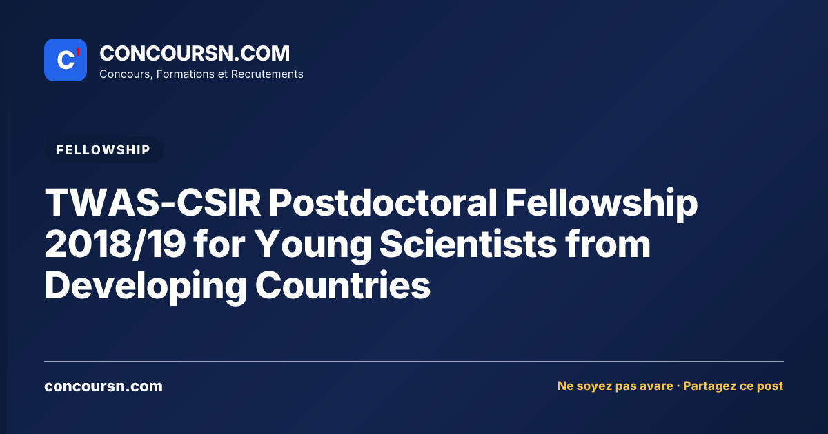 Illustration de l’article : TWAS-CSIR Postdoctoral Fellowship 2018/19 for Young Scientists from Developing Countries