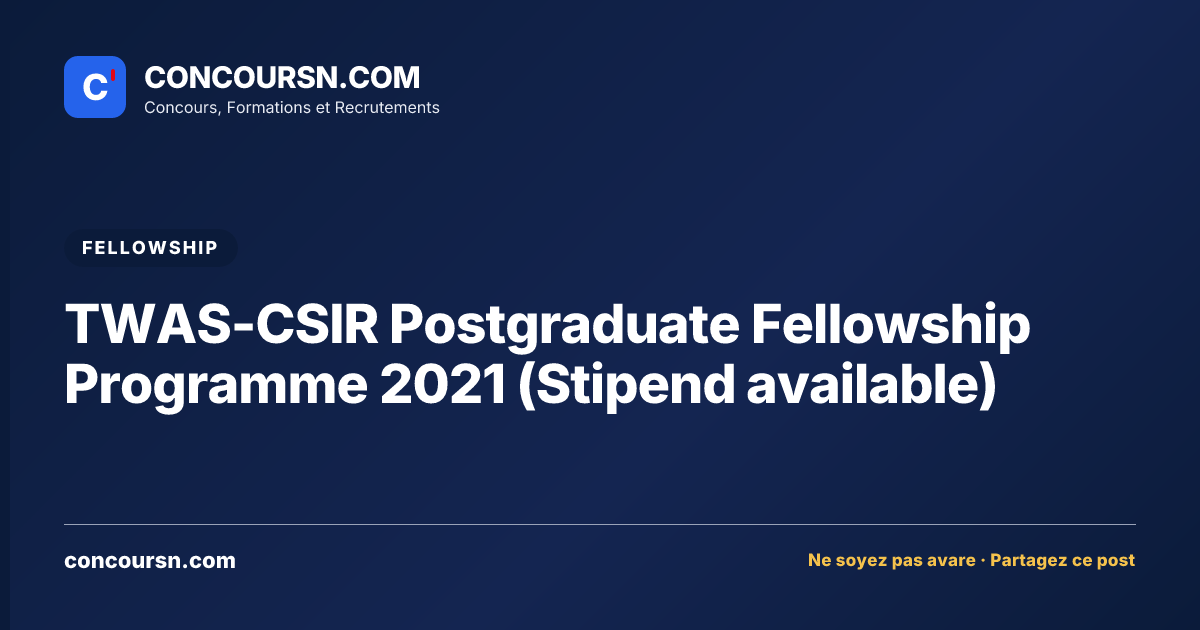 Illustration de l’article : TWAS-CSIR Postgraduate Fellowship Programme 2021 (Stipend available)