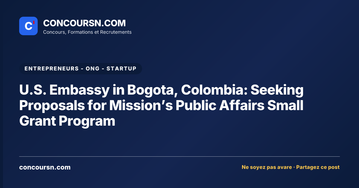 Illustration de l’article : U.S. Embassy in Bogota, Colombia: Seeking Proposals for Mission’s Public Affairs Small Grant Program
