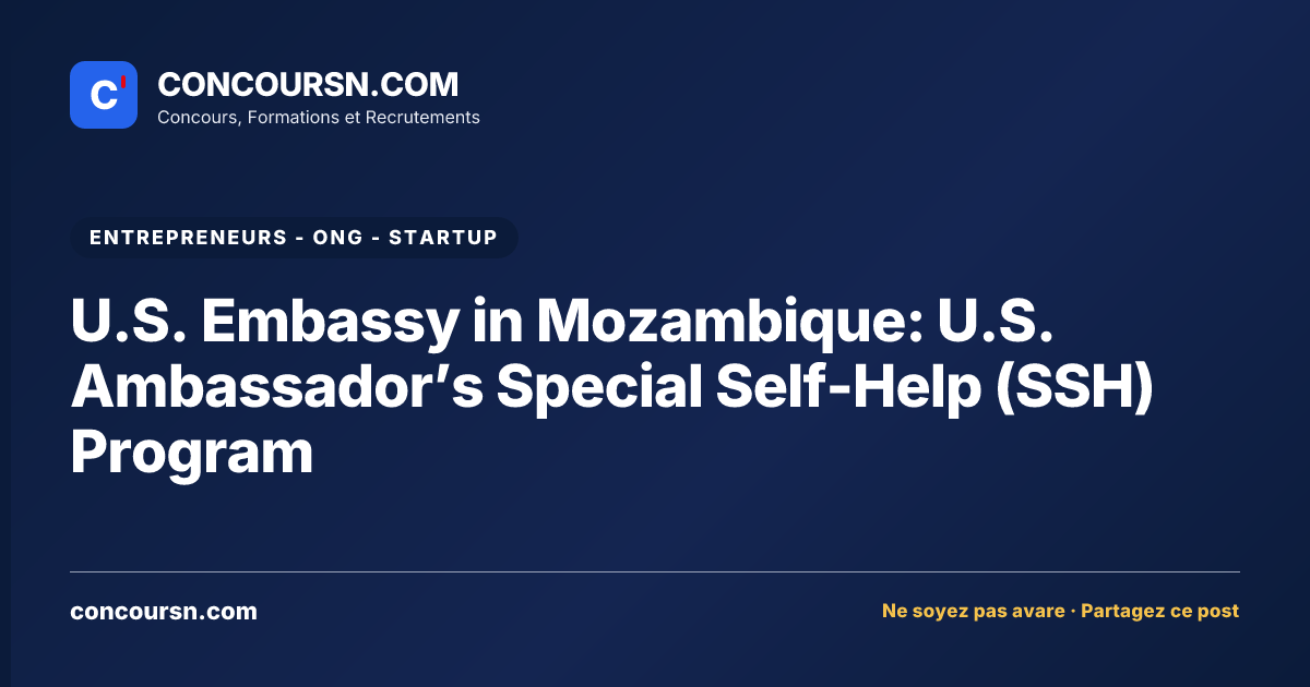 Illustration de l’article : U.S. Embassy in Mozambique: U.S. Ambassador’s Special Self-Help (SSH) Program