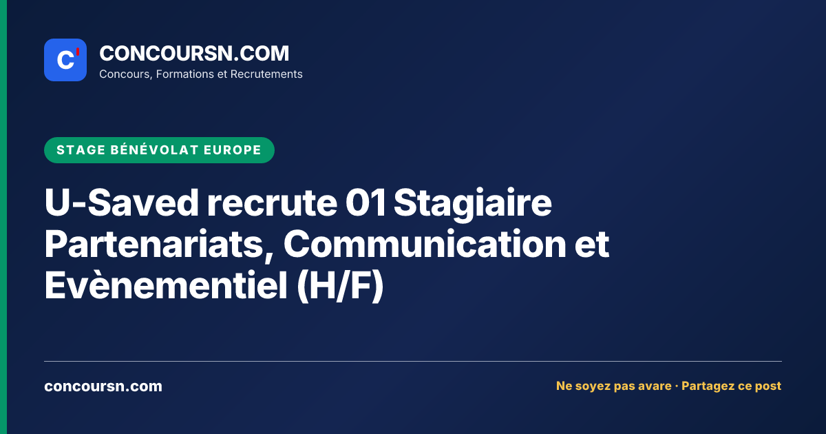 Illustration de l’article : U-Saved recrute 01 Stagiaire Partenariats, Communication et Evènementiel (H/F)