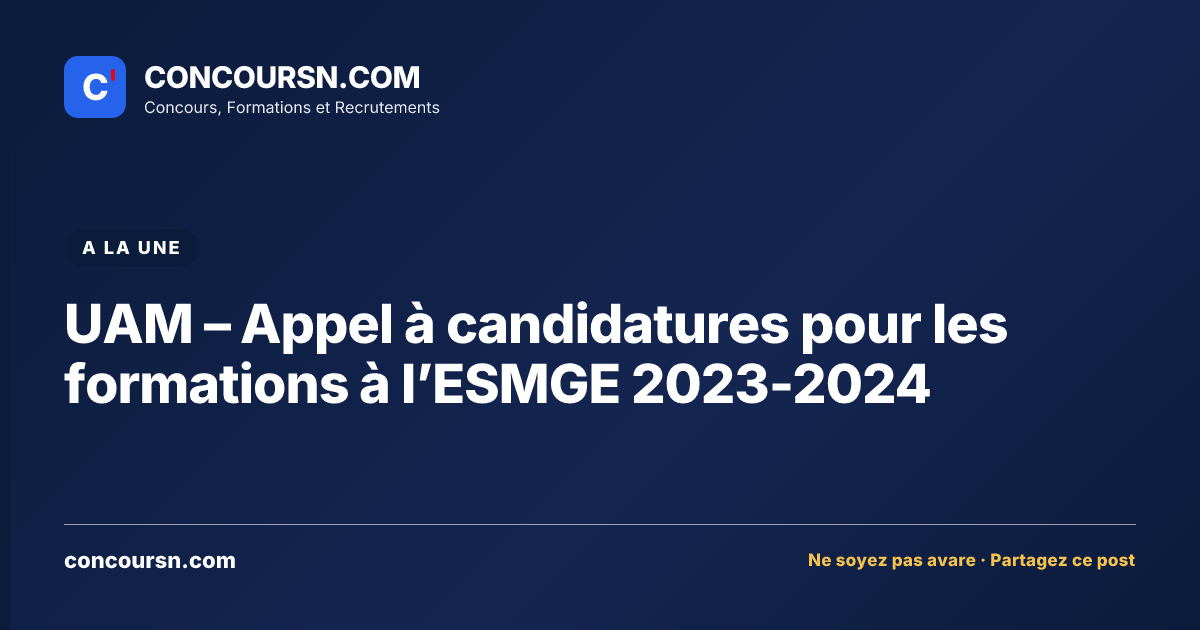 Illustration de l’article : UAM – Appel à candidatures pour les formations à l’ESMGE 2023-2024