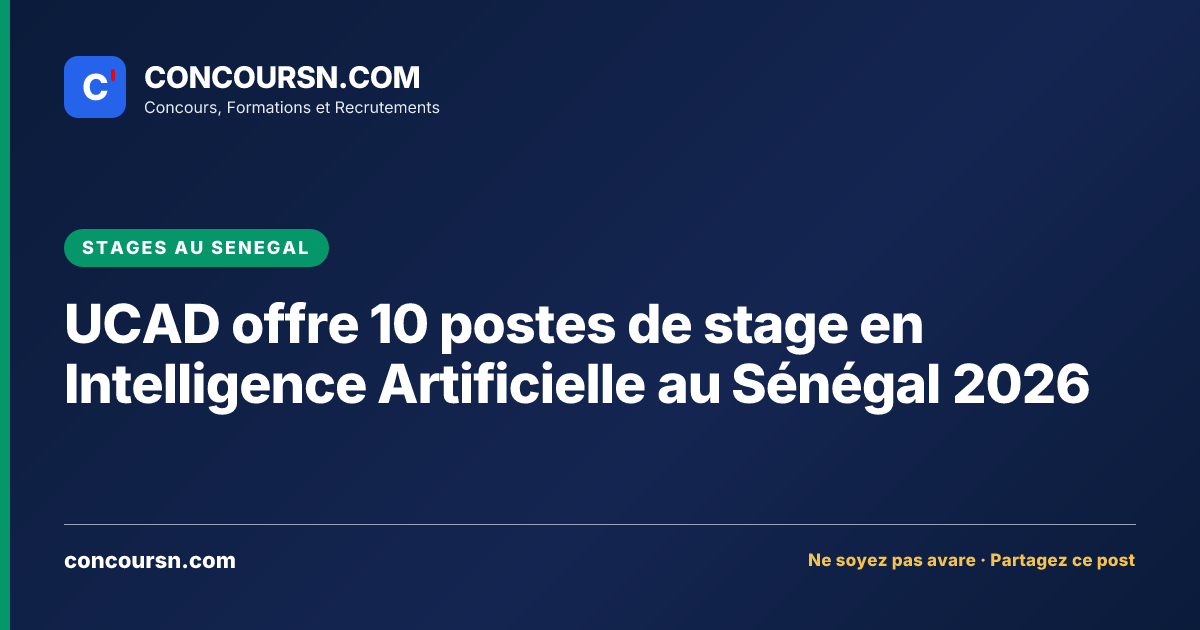 Illustration de l’article : UCAD offre 10 postes de stage en Intelligence Artificielle au Sénégal 2026