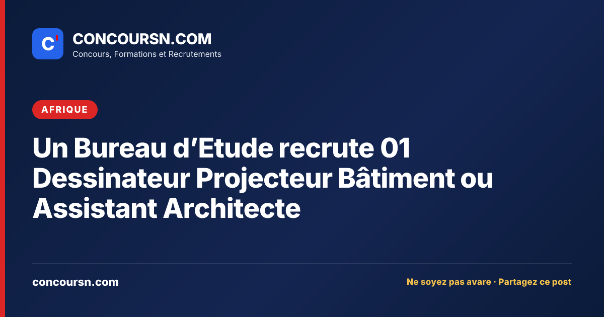 Illustration de l’article : Un Bureau d’Etude recrute 01 Dessinateur Projecteur Bâtiment ou Assistant Architecte