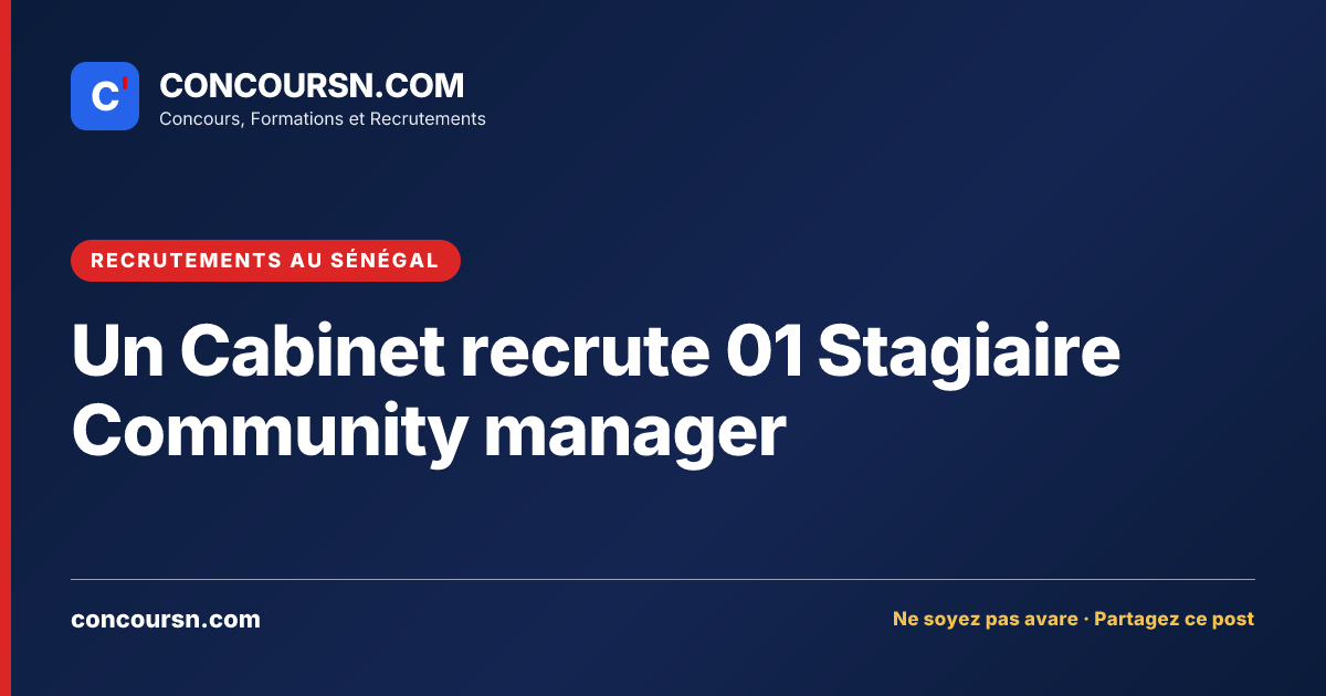 Illustration de l’article : Un Cabinet recrute 01 Stagiaire Community manager
