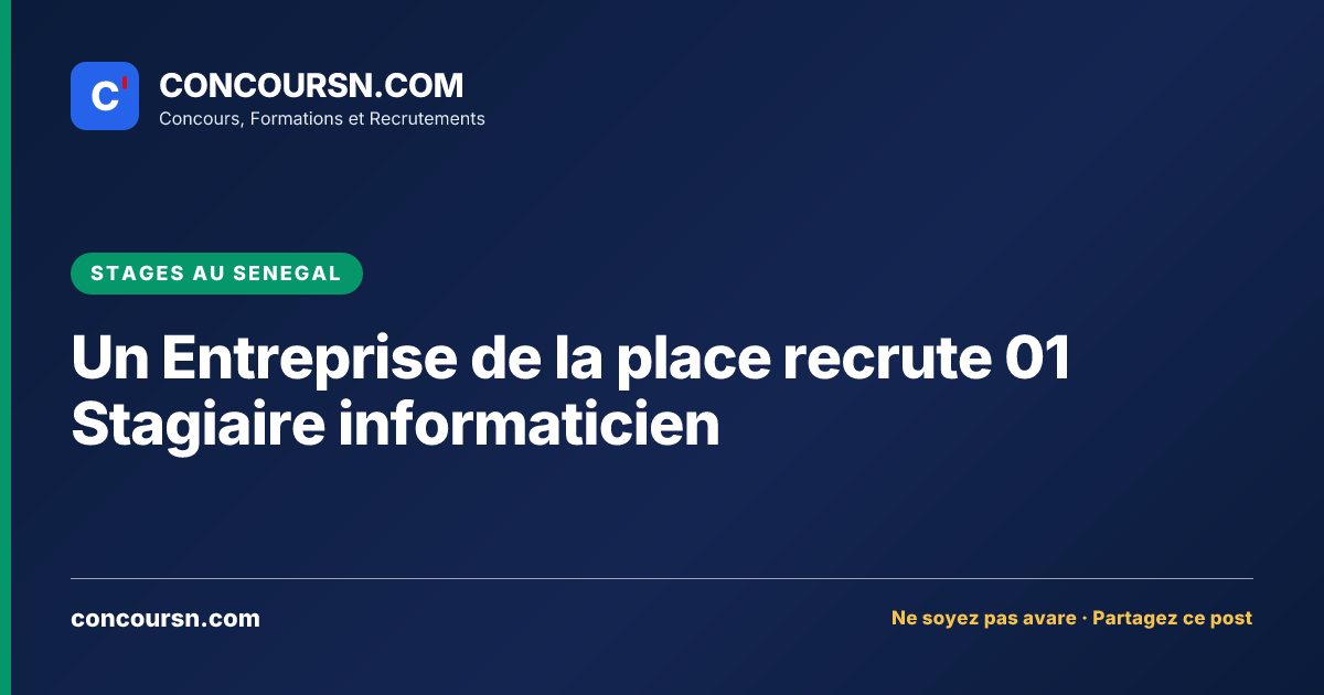 Illustration de l’article : Un Entreprise de la place recrute 01 Stagiaire informaticien