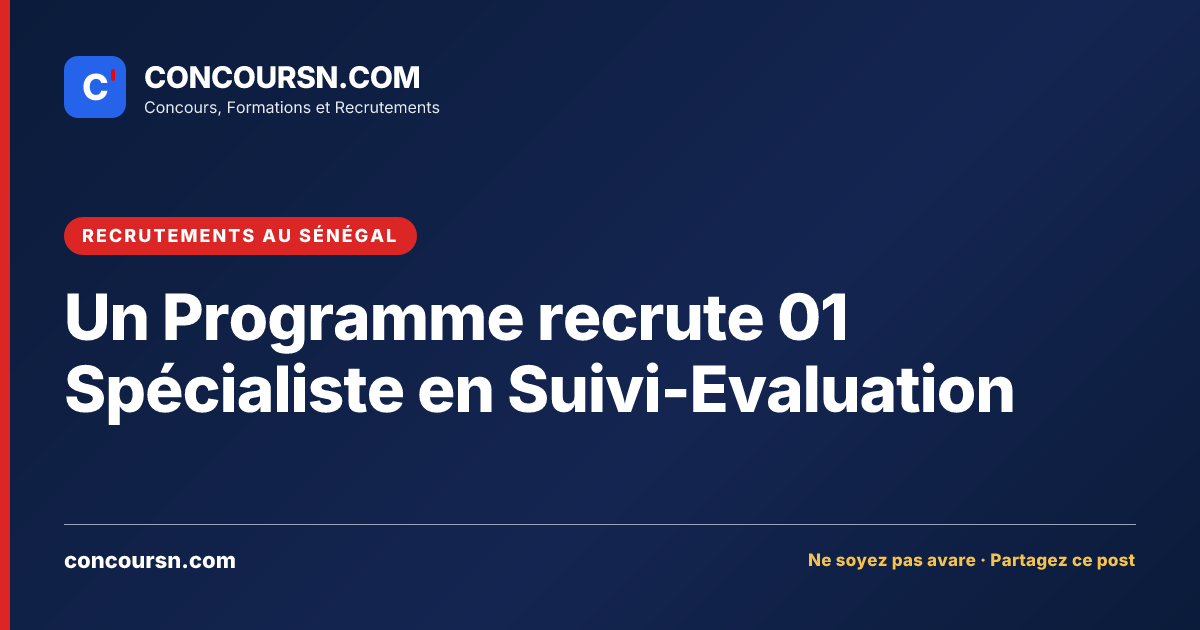 Illustration de l’article : Un Programme recrute 01 Spécialiste en Suivi-Evaluation