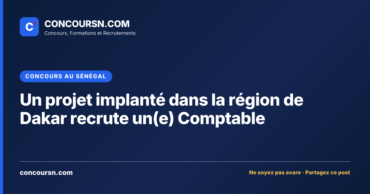 Illustration de l’article : Un projet implanté dans la région de Dakar recrute un(e) Comptable