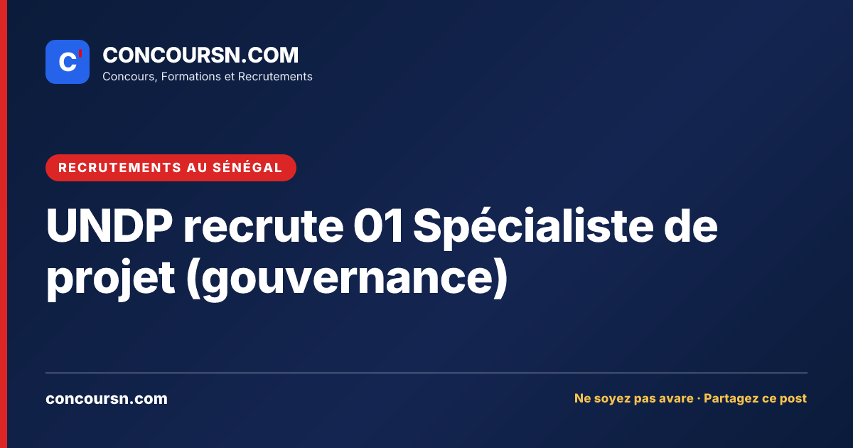 Illustration de l’article : UNDP recrute 01 Spécialiste de projet (gouvernance)