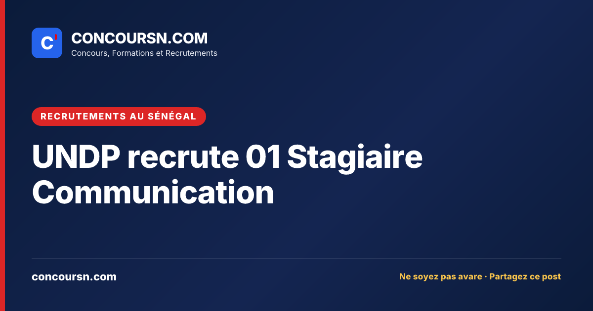 Illustration de l’article : UNDP recrute 01 Stagiaire Communication