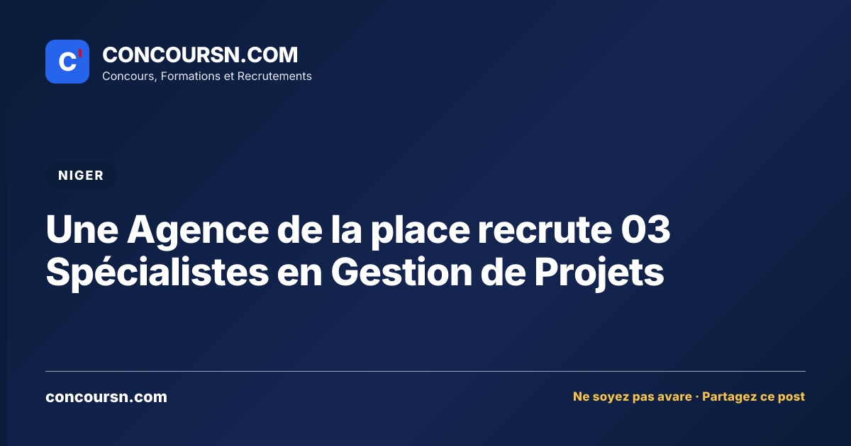 Illustration de l’article : Une Agence de la place recrute 03 Spécialistes en Gestion de Projets