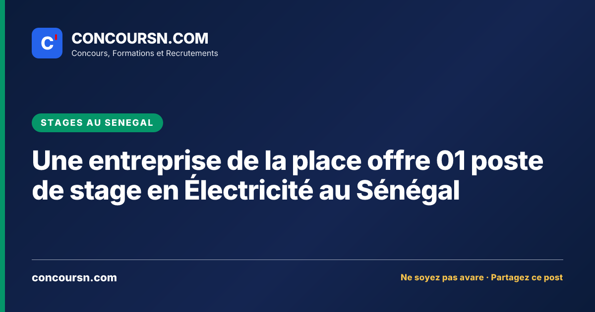 Illustration de l’article : Une entreprise de la place offre 01 poste de stage en Électricité au Sénégal