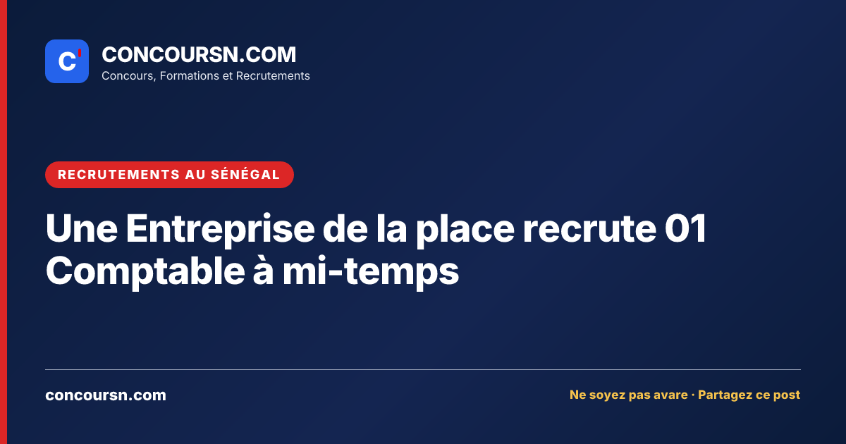 Illustration de l’article : Une Entreprise de la place recrute 01 Comptable à mi-temps