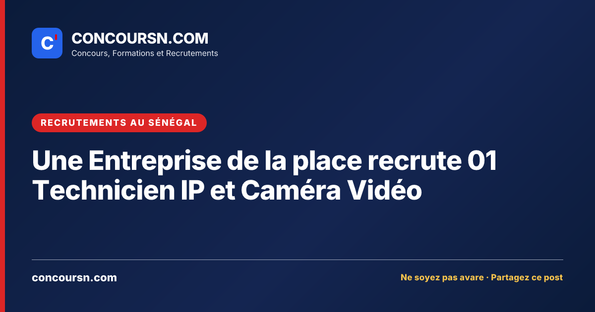 Illustration de l’article : Une Entreprise de la place recrute 01 Technicien IP et Caméra Vidéo